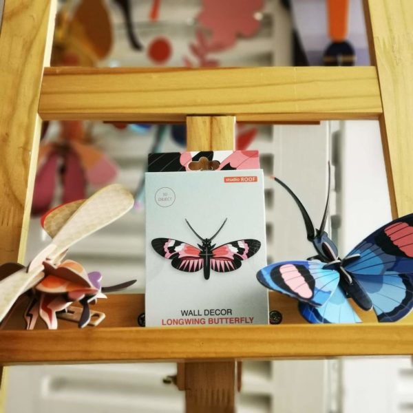 Longwing butterfly 3D à monter et suspendre ou à poser 19 cm - Carton recyclé - Encre végétale - Studio Roof chez Tilvist Mulhouse