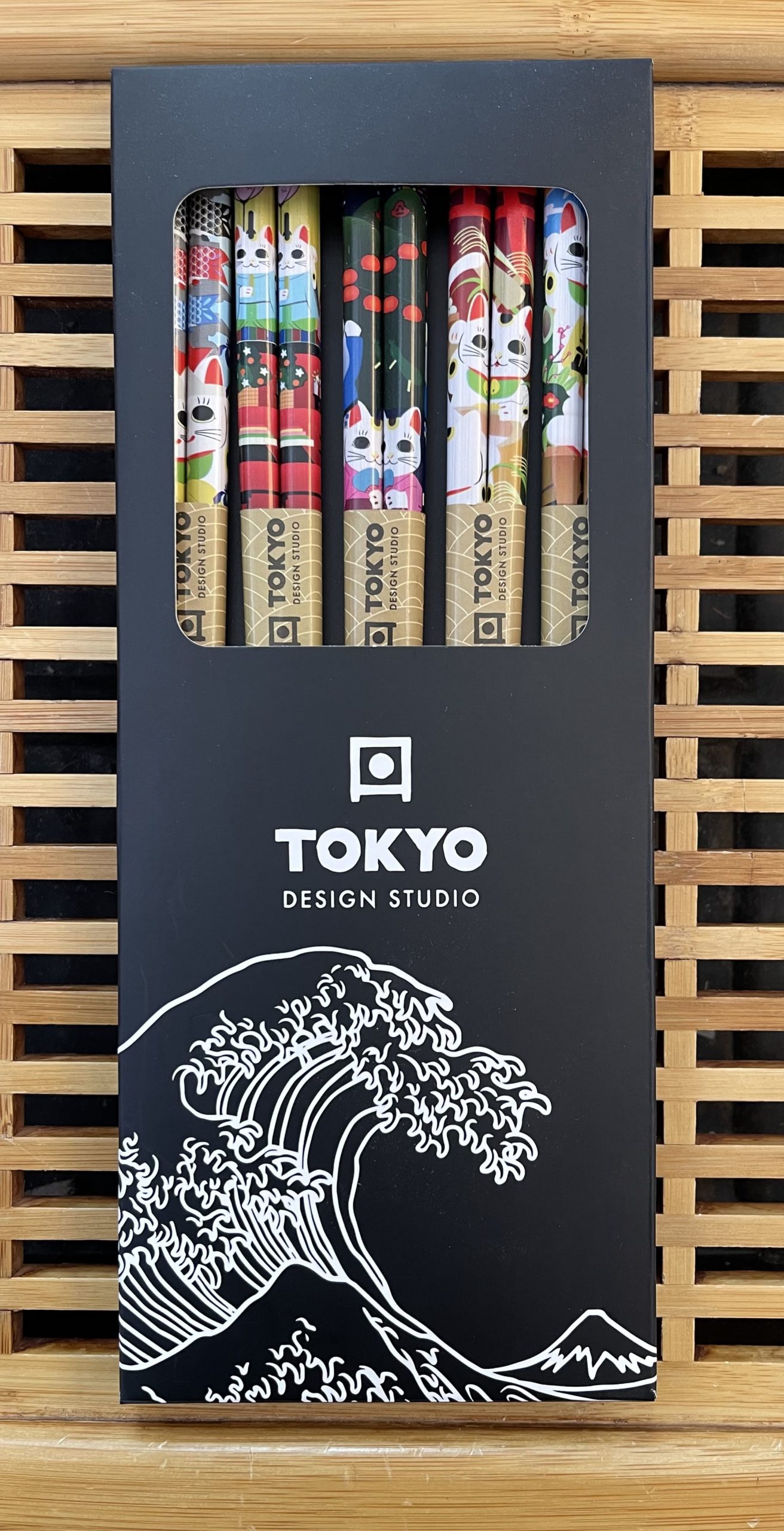 Baguettes kawaï - coffret de 5 paires en bambou décoré