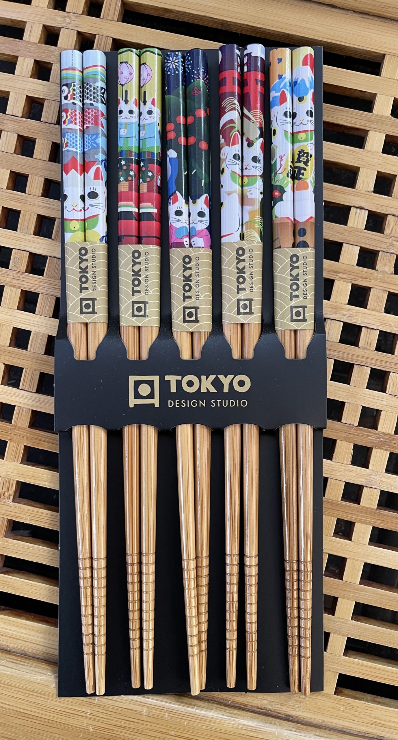 Baguettes kawaï - coffret de 5 paires en bambou décoré