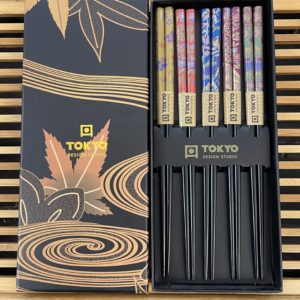 Baguettes végétales - coffret de 5 paires - bambou décoré