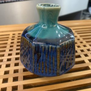Soliflore bleu marron fait main au Japon