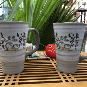 Coffret deux mugs Fukuro Chouettes 2x400 ml en Grès - Japon - Japan tableware - Vaisselle japonaise - Tilvist home & design Mulhouse