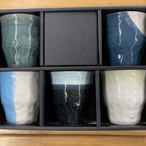 Coffret tasses à thé Zen x 5 - céramique japonaise - fabrication artisanale