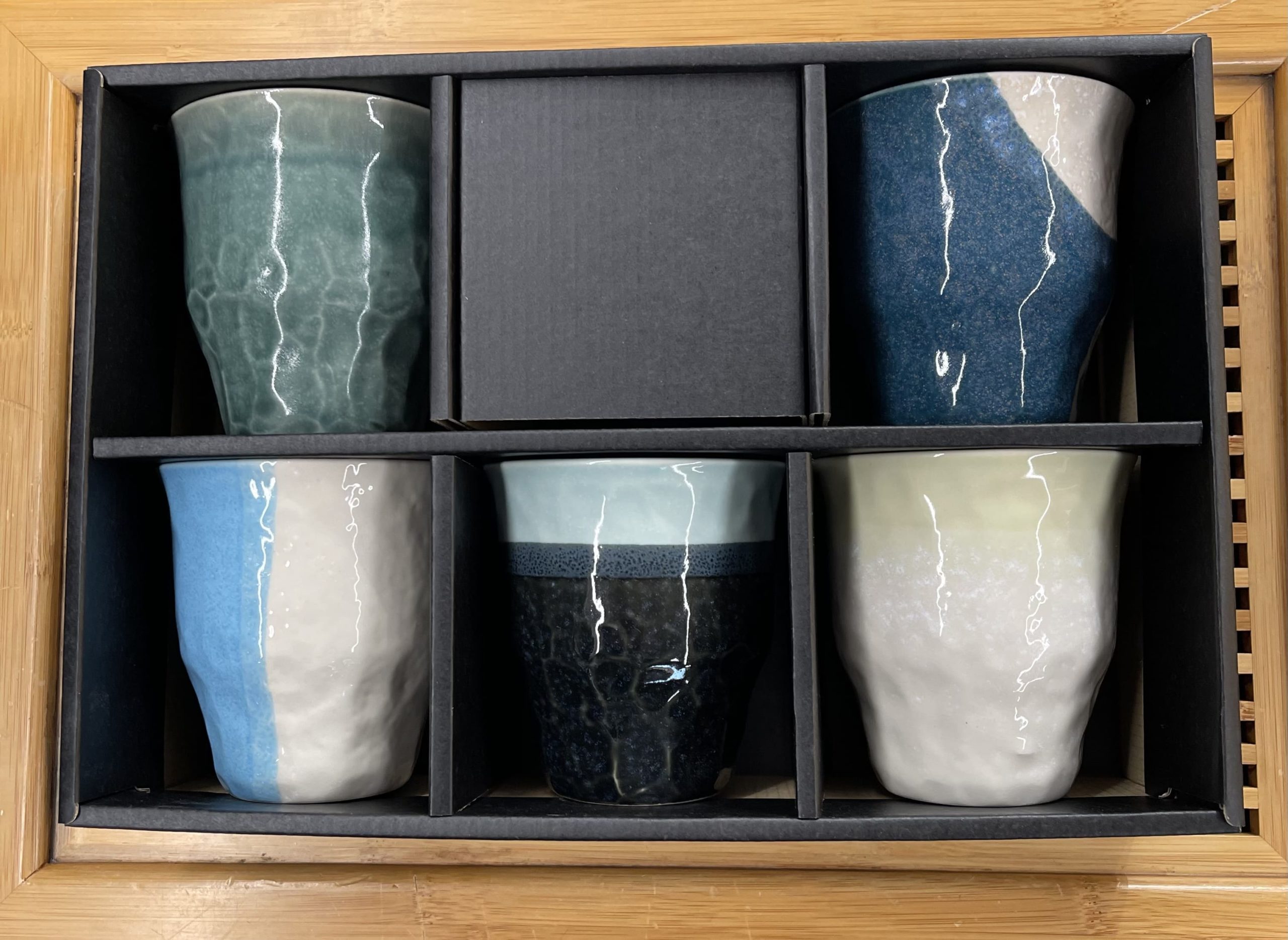 Coffret tasses à thé Zen x 5 - céramique japonaise - fabrication artisanale