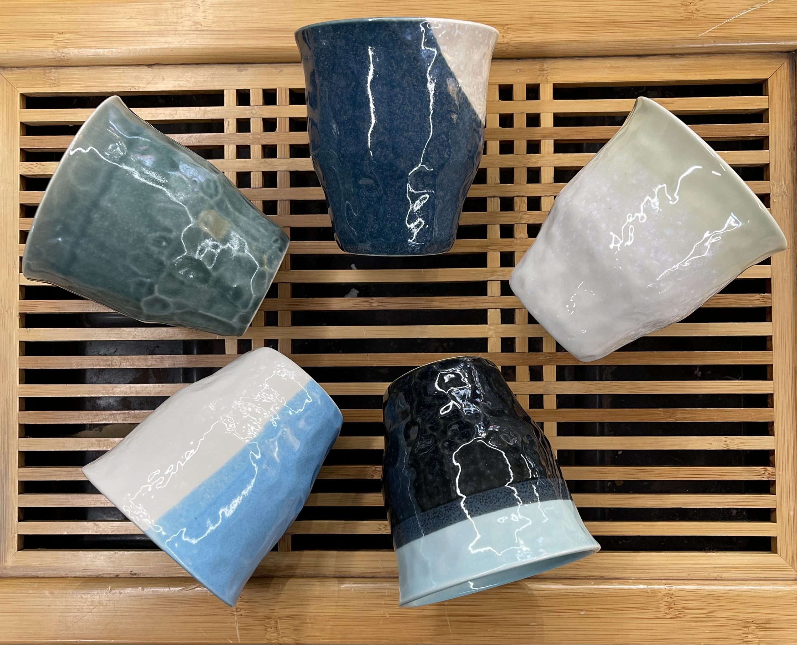 Coffret tasses à thé Zen x 5 - céramique japonaise - fabrication artisanale
