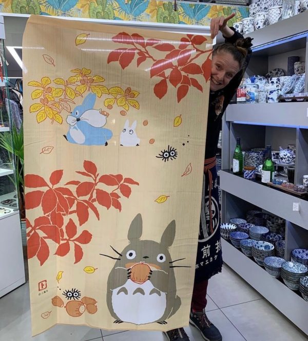 Noren Totoro Feuille - Officiel Ghibli - Rideau de porte Japon - 85 cm x 150 cm