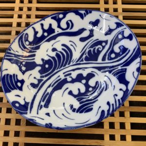 Assiette creuse blanche & bleu vague - Tokyo Design - 16x14x4 cm