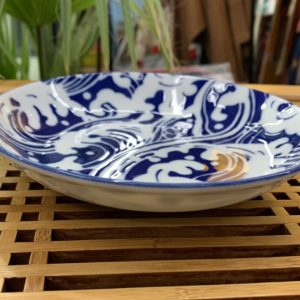 Assiette motif vague blanche et bleue - 16,5x3,5 cm - Japon - Tokyo Design - Porcelaine fine