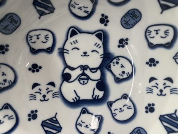 Bol lucky cat kawai bleu 500ml - Porcelaine - Tokyo design - Japon