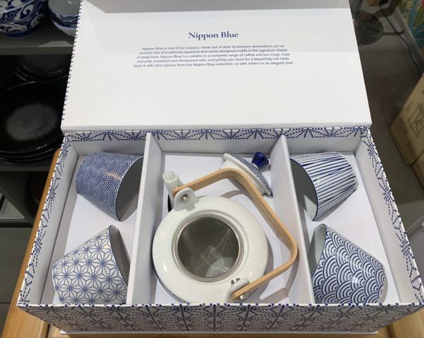 Coffret thé avec Théière 800ml et 4 tasses 125ml Nippon blue - Tokyo design - Porcelaine