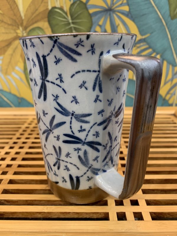 Grand mug japonais motifs libellules 475ml céramique