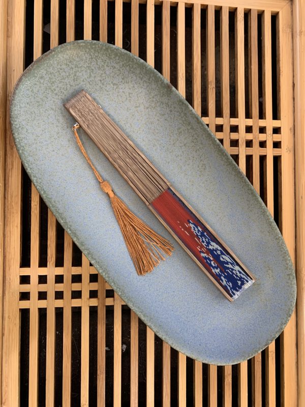 Eventail japonais Hokusaï Mont Juji en soie imprimée et bambou