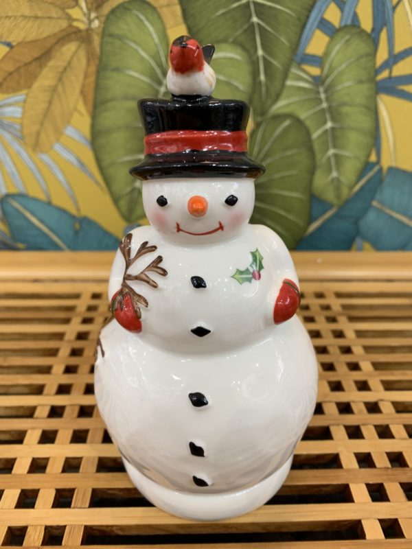 Bonhomme de neige en porcelaine tournant et musical