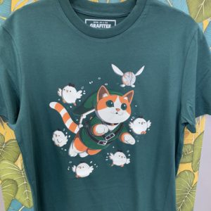 Tee-shirt Link chat vert 100% coton Bio