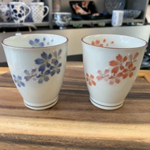 Tasse japonaise sakura porcelaine fine rose ou bleu 200ml
