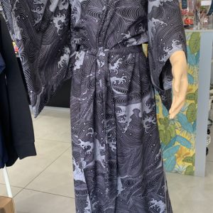 Yukata ou Kimono d'été 100 coton fabriqué à Kyoto au Japon - motif vague