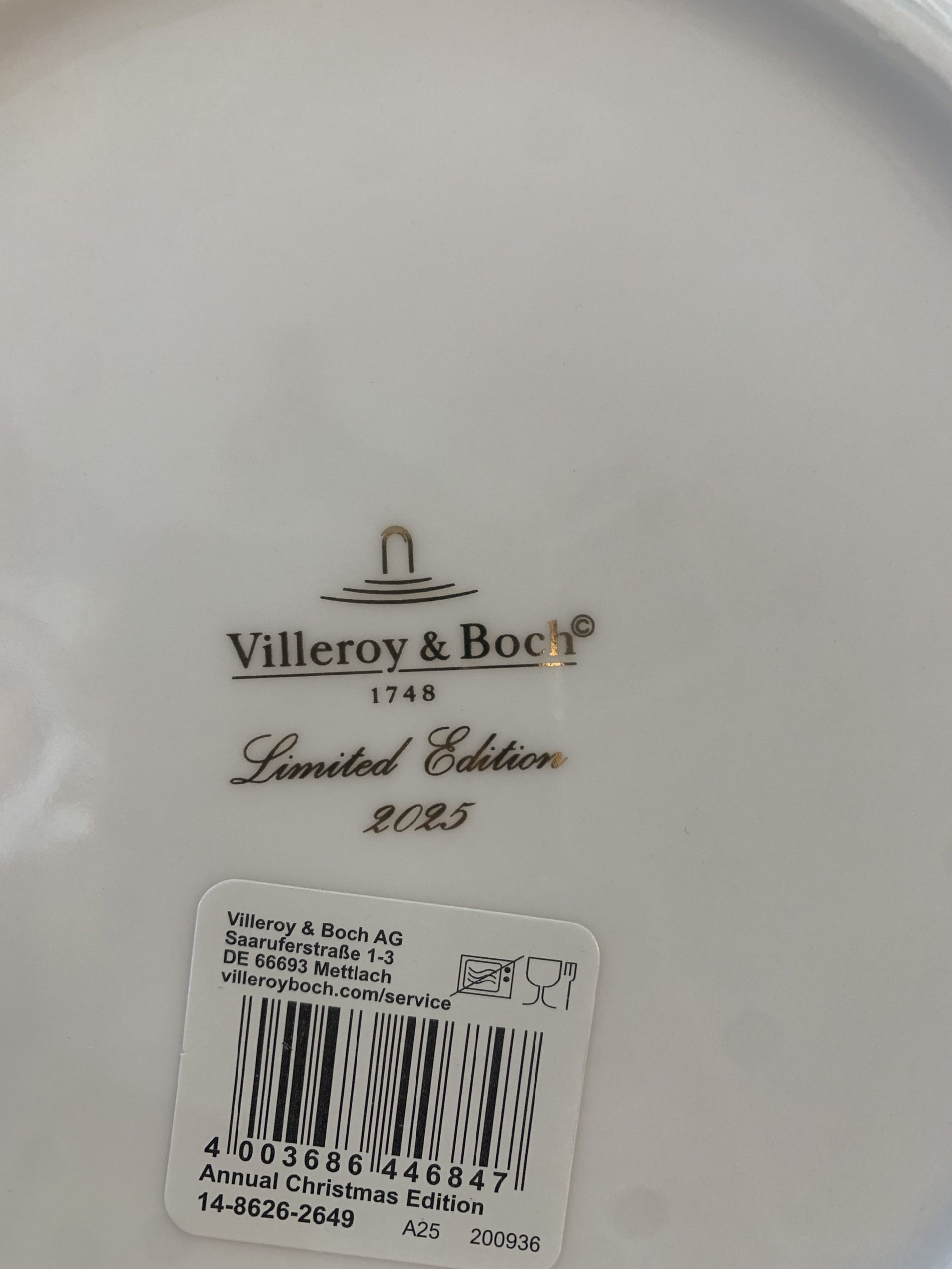 Assiette Noël 2025 Edition limitée Villeroy & Boch Porcelaine prémium