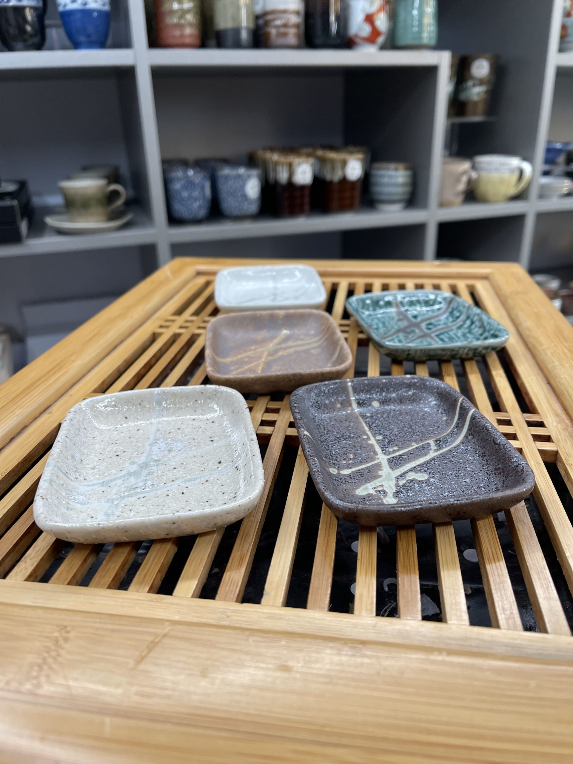 Coffret de 5 coupelles rectangulaires - porcelaine - Fabrication artisanale Japon