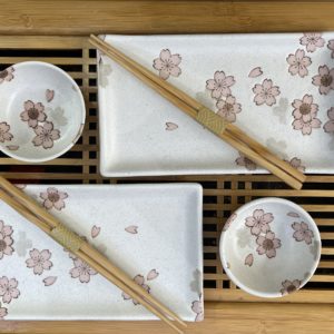 Set sushi sakura blanc et rose - 6 pièces - Tokyo Design - Japon
