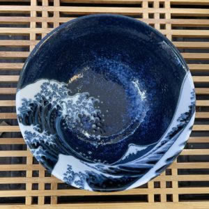 Bol bleu motif Hokusaï Vague 500ml céramique japonaise