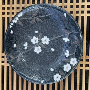 Petite assiette sakura verte 19,5 cm - Céramique japonaise