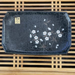 Plat sushi vert sakura céramique japonaise