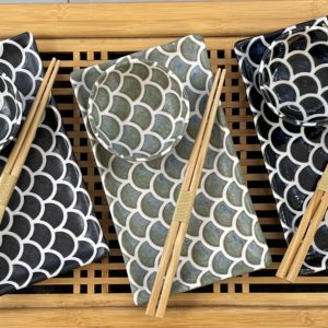 Set sushi 6 pièces vagues - porcelaine japonaise