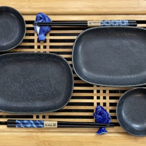 Set à sushi noir-bleu 8 pièces - Fabrication japonaise
