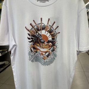 Tee-shirt dragon sushi - Coton 100 bio - blanc