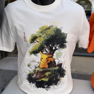 Tee-shirt Pikachu dans son arbre - 100 coton bio - Blanc