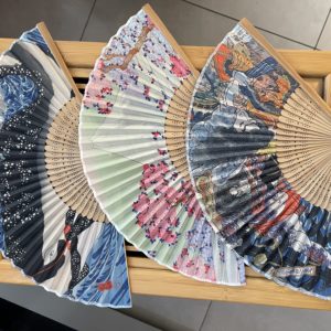 Eventail Soie motif Ukiyoe japonais 1