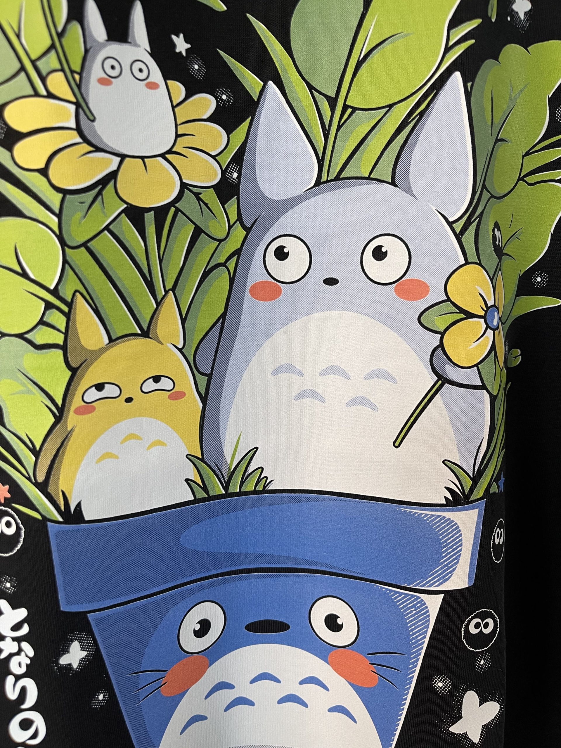 Teeshirt Totoro pot 100% coton Bio Noir