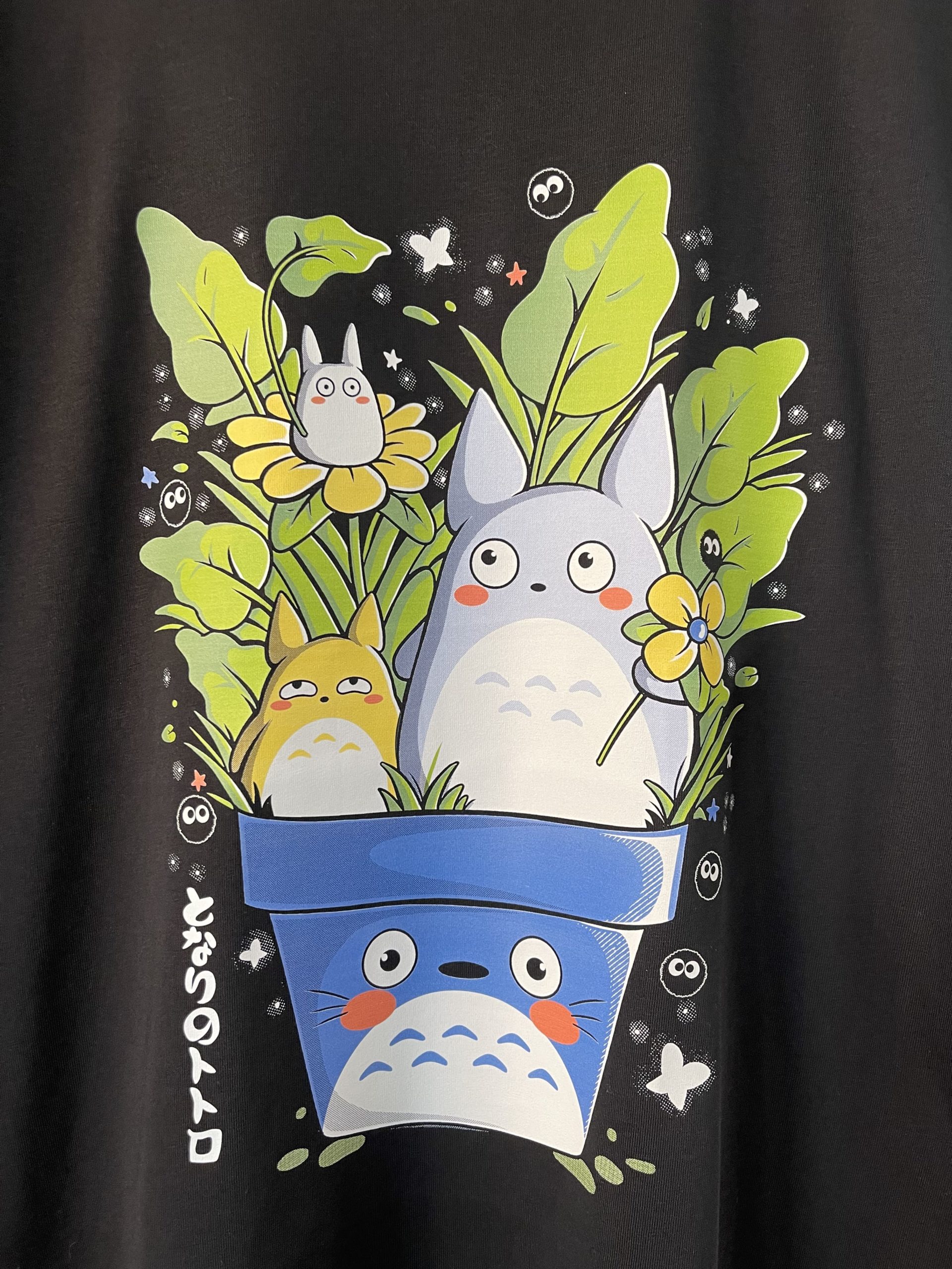 Teeshirt Totoro pot 100% coton Bio Noir