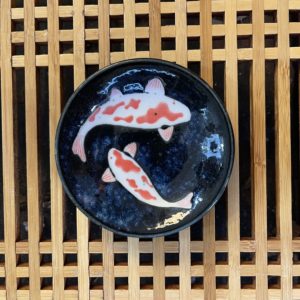 Coupelle à sauce porcelaine bleu avec motif koï - Fabrication au Japon